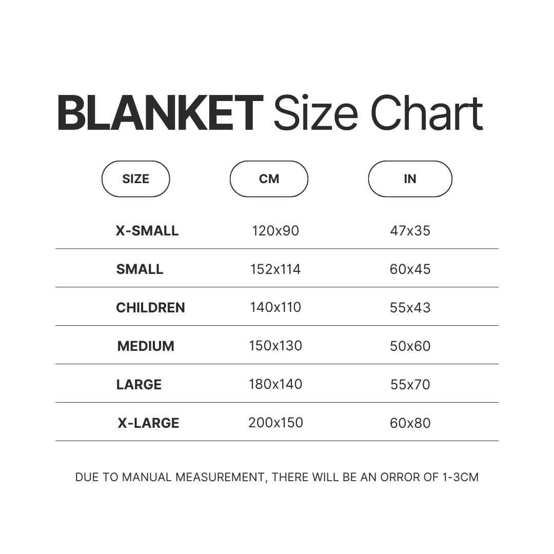Blanket Size Chart - Helluva Boss Merchandise