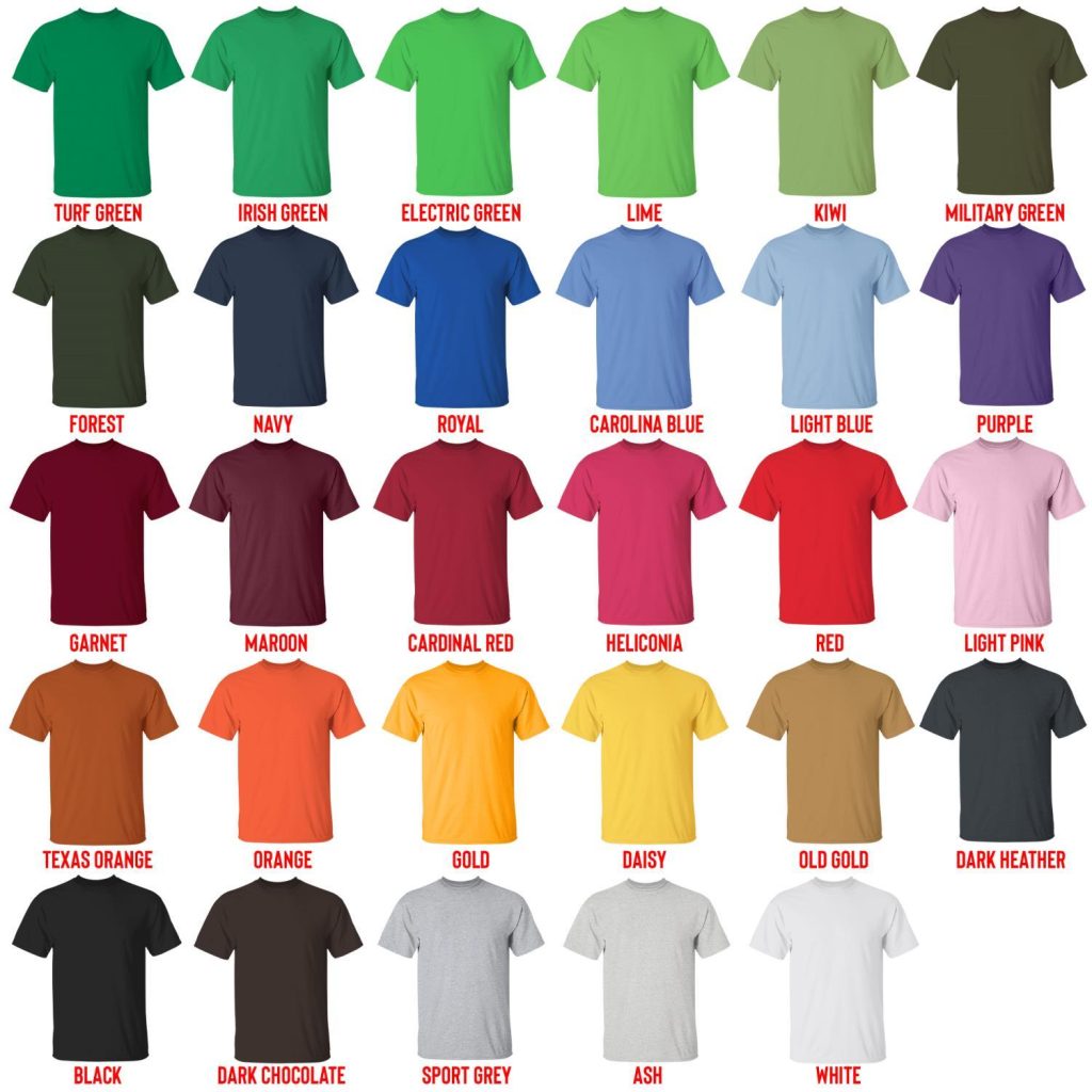t shirt color chart 1 - Helluva Boss Merchandise
